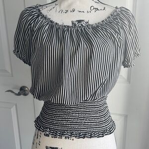 PaperMoon Black and White Striped Women's Top